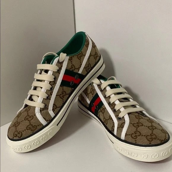 Gucci Beige and Green Sneakers - Picture 1 of 5